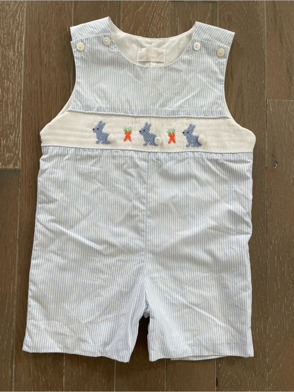 Cecil and Lou Bunny Smocked Jon Jon Romper | 24M